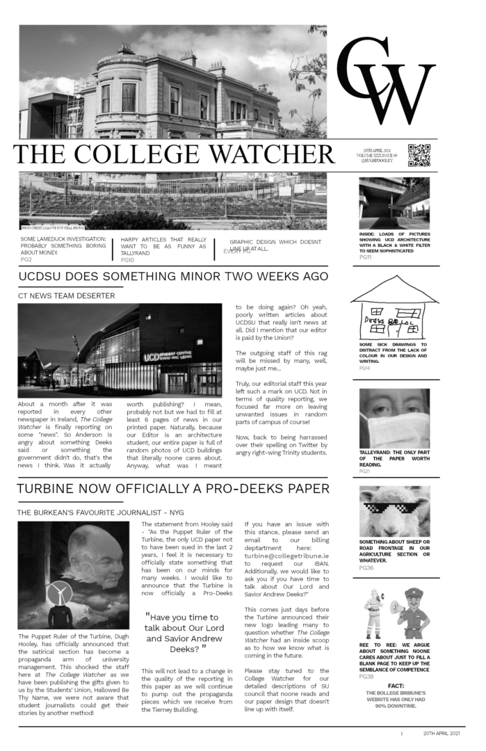 The College Watcher Image Designed by Hugh Dooley