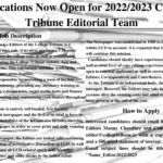 Applications for Editorial Team of the College Tribune 2022/2023 now OPEN