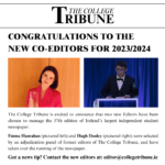 Emma Hanrahan & Hugh Dooley appointed as new College Tribune Co-Editors